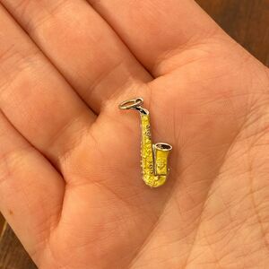 Vintage 925 Sterling Silver Enamel Saxophone Musical Instrument Pendant Charm